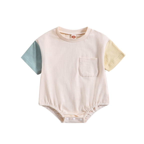Plebaso Toddler Baby Girls Boys Romper Cute Patchwork Short Sleeve Jumpsuit Baby Summer Clothes