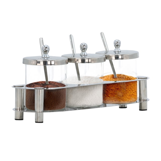Recipientes de Vidrio para Condimentos con Tapa Acero Inoxidable Contenedores para Servicio de Mesa Gaon