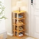 thumbnail image 1 of Zapatero de bambú de 5 niveles: zapatero vertical para espacios pequeños, organizador de zapatero alto y estrecho para armario, entrada, esquina, garaje y dormitorio, estante delgado para zapatos con, 1 of 8
