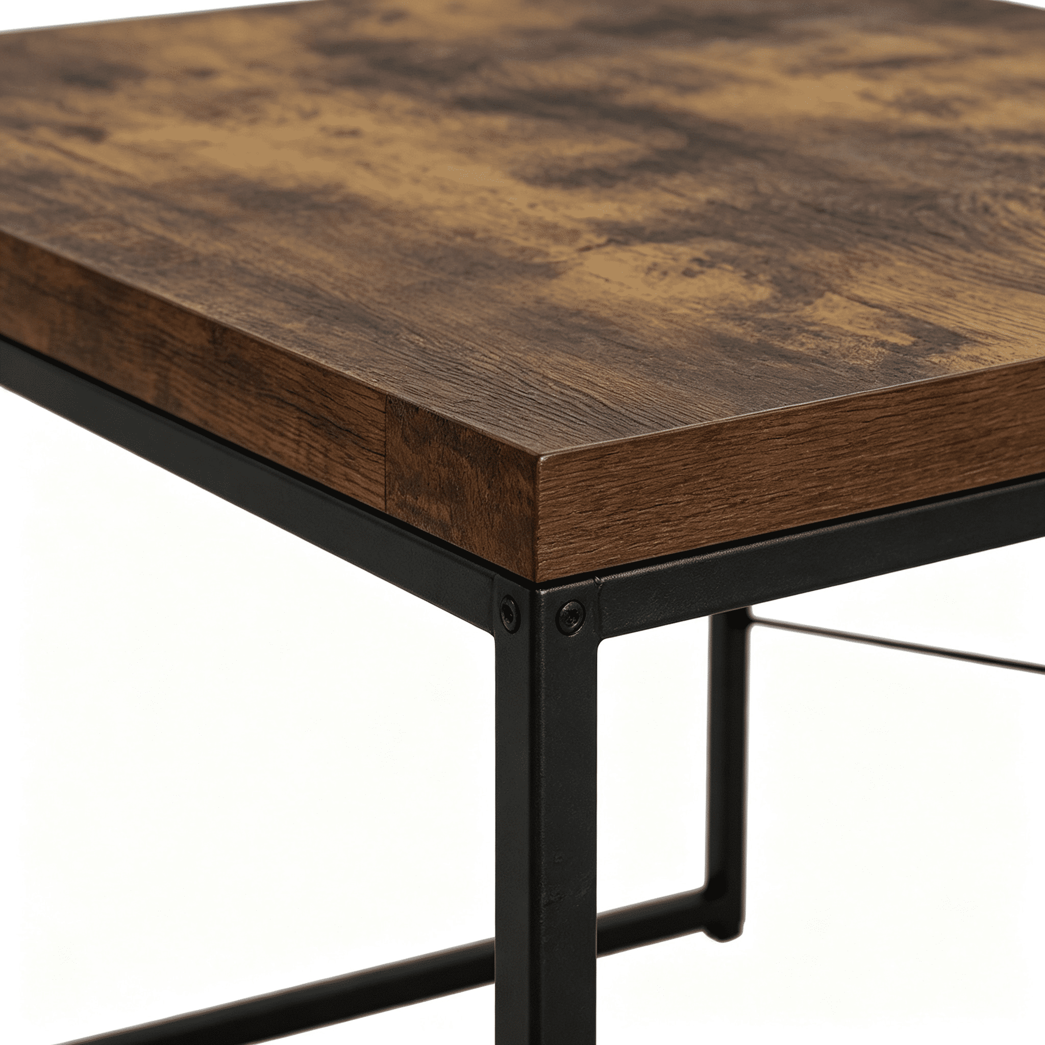 Astoutdoor Industrial Writing Desk, Weathered Oak Finish, Black Metal Frame