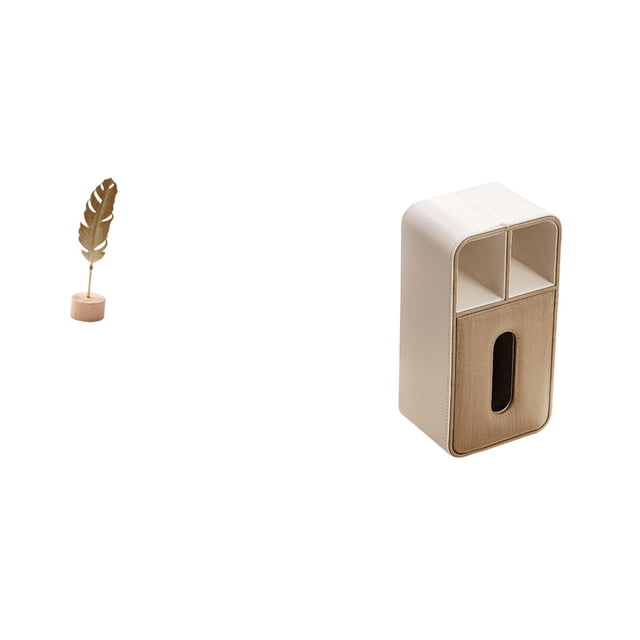 Escultura de hojas,Estatua de hoja de metal Escultura de hoja Decoración del hogar,caja de pañuelos,Funda para caja de pañuelos de cuero sintético para dormitorio,Caja de almacenamiento de