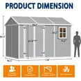 thumbnail image 5 of Wanan 10'x8' FT Outdoor Storage Shed Kit with Lockable Door, Thermoplastic Synthetic Resin, Tool Storage, Gray, 5 of 9