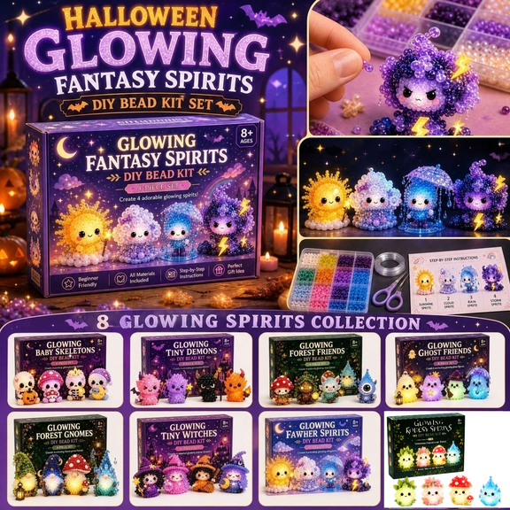 3D Beaded Animal Kit, Halloween DIY Bead Craft Set, Glow-in-the-Dark Spooky Figures, Style A