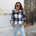thumbnail image 2 of Plaid Double Sided Velvet Jacket For Women Lantern Sleeve Loose Short Coat Autumn And Winter Plush Clothing, 2 of 8