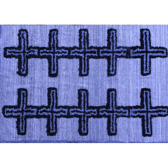 Ahgly Company Machine Washable Indoor Rectangle Southwestern Blue Country Area Rugs, 5' x 7'