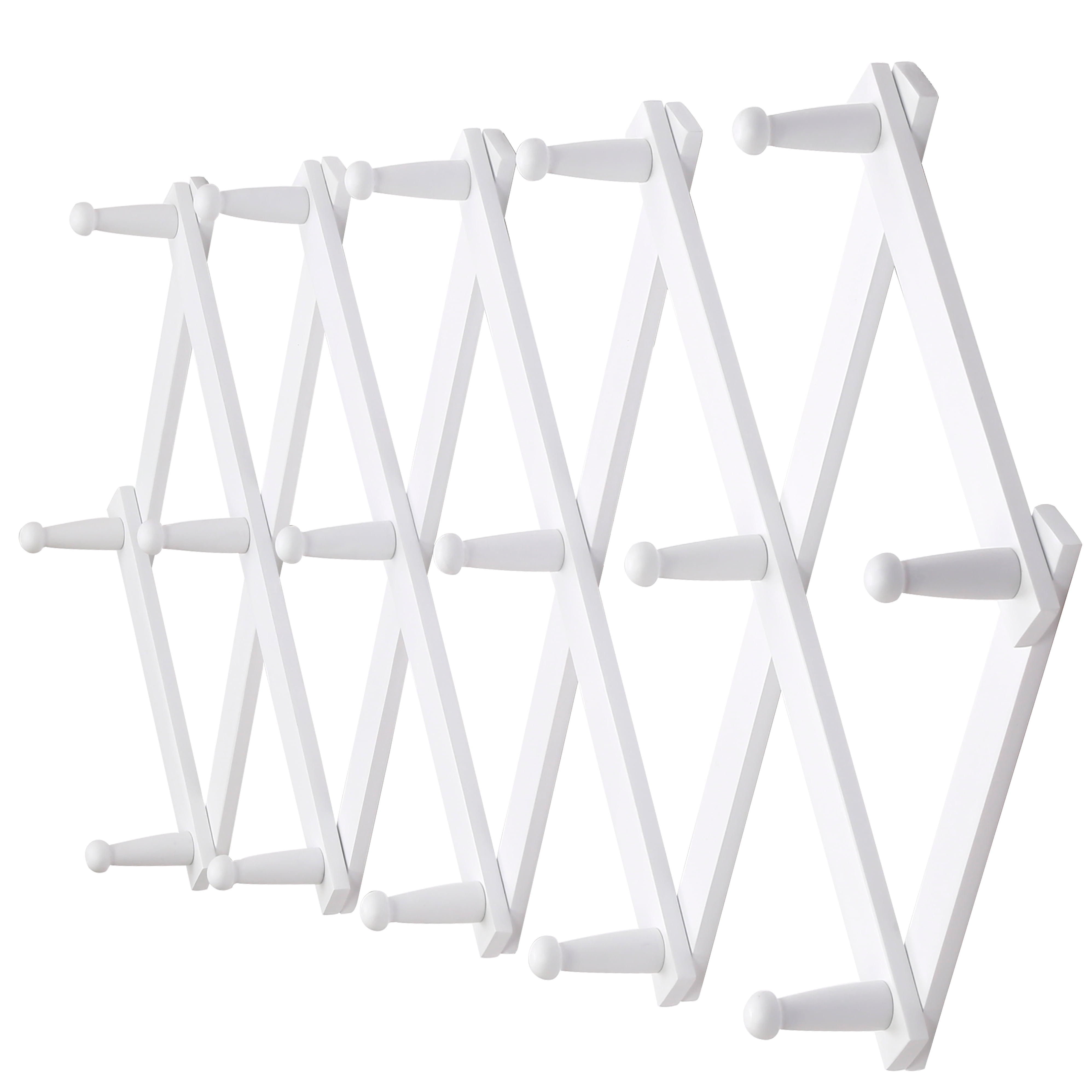 Dseap Accordion Wall Hanger,16” High Wooden Expandable Coat Rack, Hat