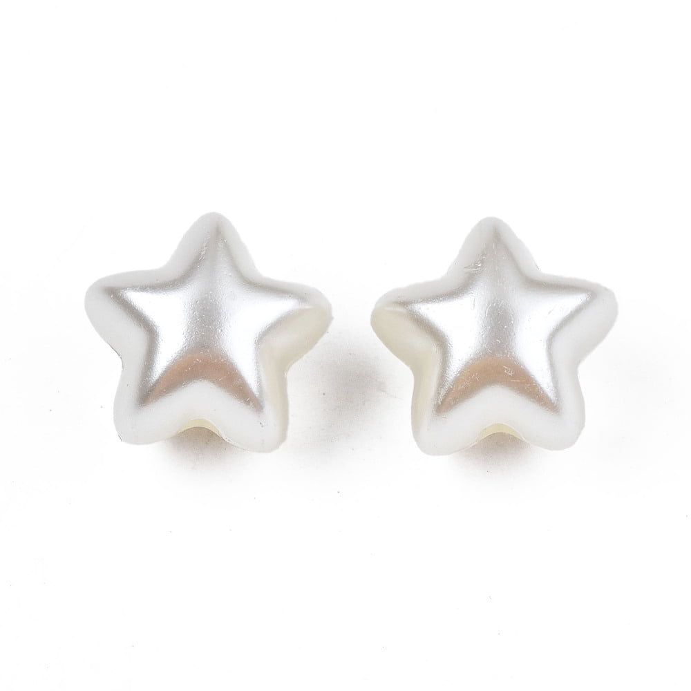 500gs Plastic Imitation Pearl Beads Star Creamy White 16x17x15mm Hole: 3mm about 270pcs/500g