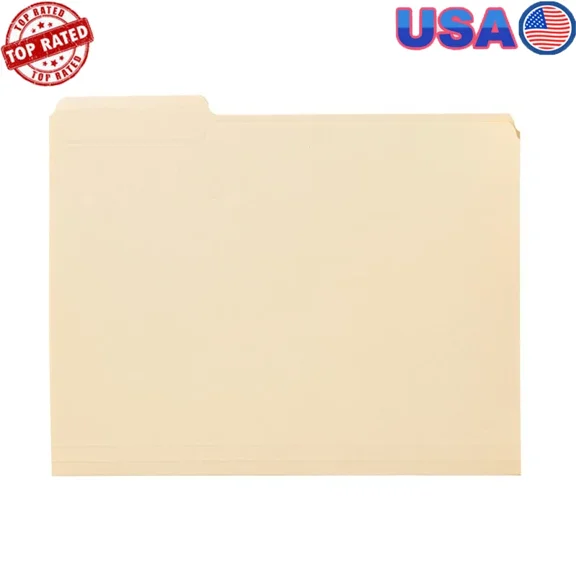 Heavyweight File Folders 1/3 Cut Manila Letter 25 Pack Organize Documents Brown