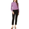 thumbnail image 3 of INSPIRE CHIC Women's Stand Collar Pleated Button Keyhole Button Blouse S Purple-1, 3 of 8