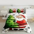 thumbnail image 2 of Manfei Kawaii Santa Claus Bedding Comforter Set,Green Christmas Green Twin Comforter Sets,Xmas Snowflake Bedding Set For Child,Super Cozy Room Decor Reversible,2 Pieces, 2 of 8