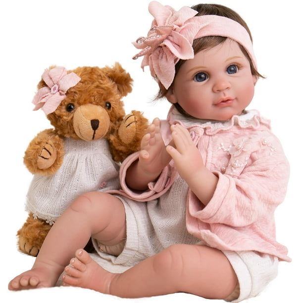 Aori Reborn Baby Dolls - Muñeca realista de 22 pulgadas con accesorios de juguete de alimentación para niños mayores de 3 años