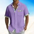 thumbnail image 2 of Lumtrix Men's Short Sleeve Dress Shirts Hawaiian Casual Button Down Shirts Color Block Formal Shirt with Pocket Purple XL, 2 of 5