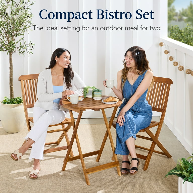 Best Choice 3-Piece Acacia Wood Bistro Set, Foldable Patio