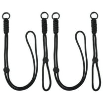 2Set Heavy Duty Paracord Keychain Lanyard, Adjustable Necklace Whistles Lanyard Braided Wrist Strap with Spring Ring for ID Card Badge Holder Keys, Black