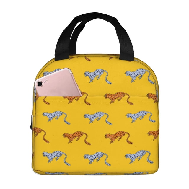 Easygdp Leopard Print Bolsa Térmica Premium - Tela Oxford Impermeable, Gran Capacidad, Bolsillo Frontal, Unisex para Trabajo, Escuela, Actividades al Aire Libre y Picnics