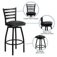 thumbnail image 4 of Flash Furniture Hercules Series Commercial Grade Metal Ladder Back Swivel Barstool, Black, 4 of 13