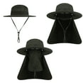 thumbnail image 2 of Toptie Unisex Summer Outdoor Wide Brim Mesh Bucket Sun Hat Adjustable Neck&Face Flap Cap Fishing Boonie Hat w/ Face Cover-Dark Grey, 2 of 6