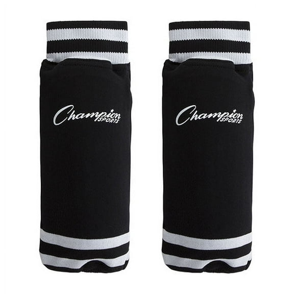 Champion Sports Youth Sock Style Soccer Shinguards - Ages 8-10/Large - Black (Pair)