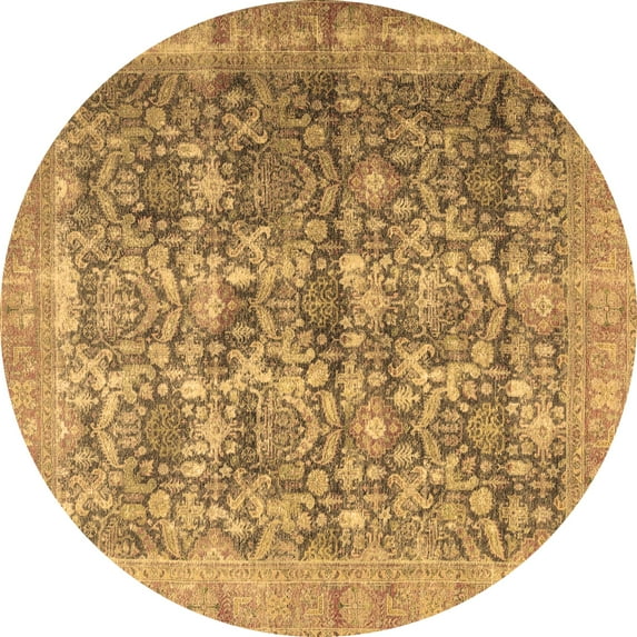 Ahgly Company Indoor Round Persian Brown Traditional Area Rugs, 7' Round