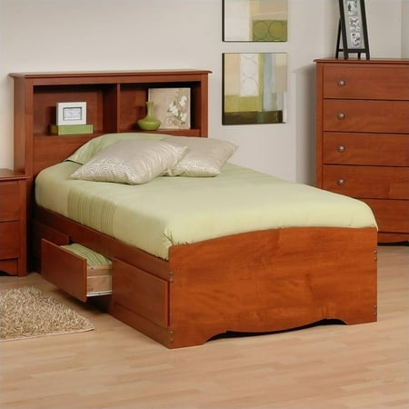twin headboard bed storage monterey prepac platform cherry