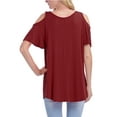 thumbnail image 3 of KOGMO Womens Cold Shoulder Short Ruffle Sleeve Tunic Top, 3 of 4