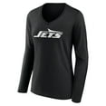 thumbnail image 2 of Women's Black New York Jets Primary Team Logo Long Sleeve V-Neck T-Shirt, 2 of 3