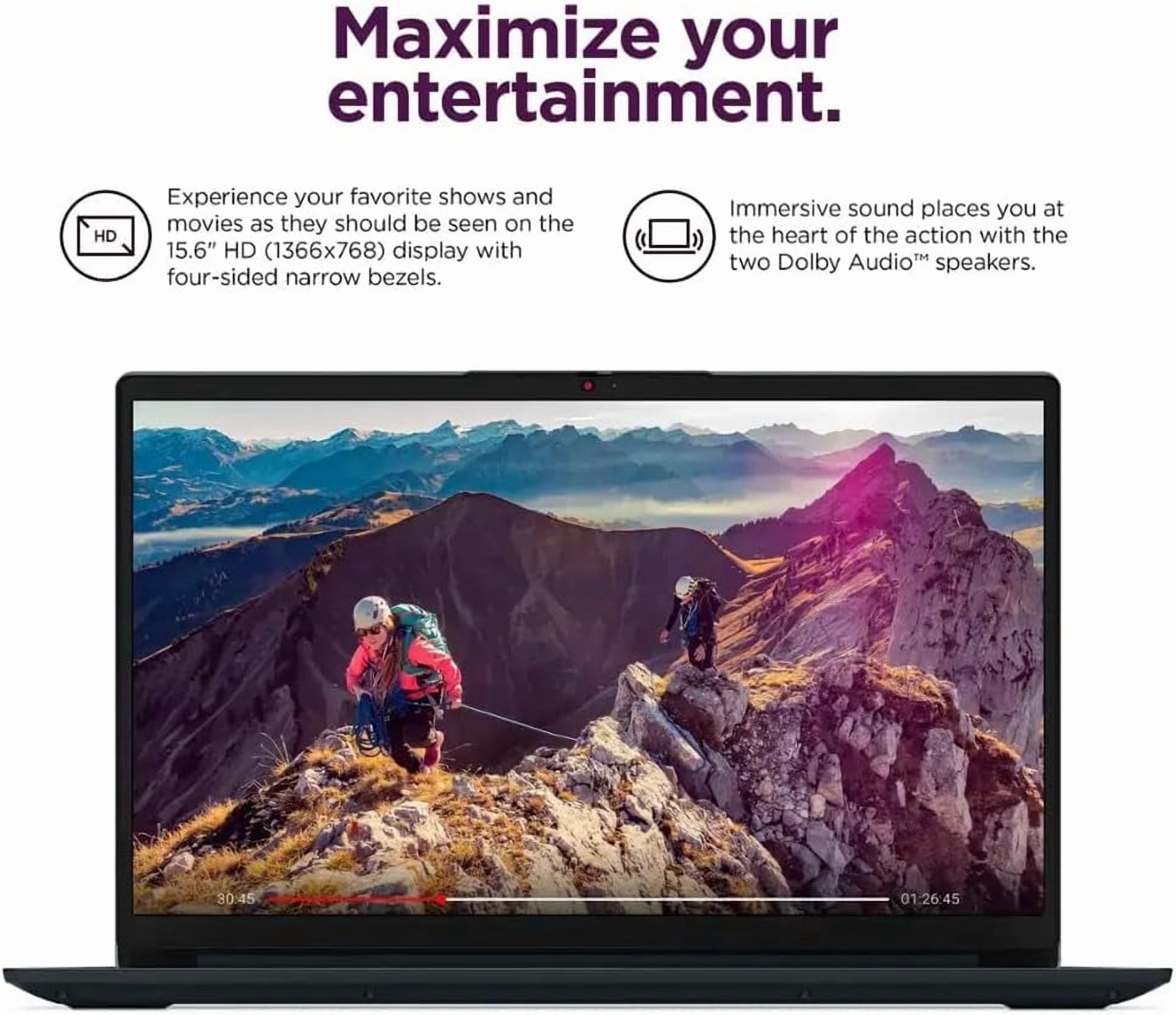 Lenovo Ideapad 1 15.6" HD Laptop, Intel Celeron N4500, 4GB DDR4, 128GB eMMC, W11HS, 1 Year Office 365, Abyss Blue, 82LX00D3US