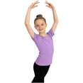 thumbnail image 3 of MKOSPLRT Kids Girls Ballet Tops Short Sleeve Crew Neck Mesh Crop Dance Shirts for Leotards Classic Gymnastics Purple 3-4 Years, 3 of 7