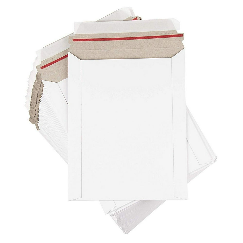 Rigid Mailers 100Pack Stay Flat Photo Document Mailers, SelfSeal Paperboard Envelope Mailers