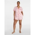 thumbnail image 2 of Joyspun Women's Dreamy Soft Collection Notch Collar Top and Shorts Valentine's Day Pajama Set, 2-Piece, Sizes XS-3X, 2 of 6