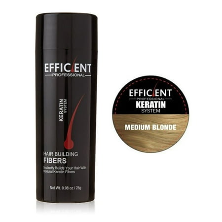 EFFICIENT Keratin Hair Building Fibers, Hair Loss Concealer Net Wt. 28gm / 0.98 oz (Medium