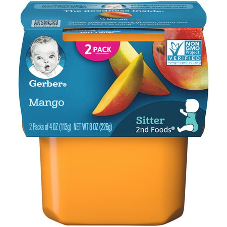 Gerber 2nd Foods Mango Baby Food, 4 oz. Tubs, 2 Count (Pack of