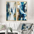 thumbnail image 1 of Designart "Transcendental Blues Abstract in Blue and Gold I" Abstract Painting Framed Wall Art Set Of 2 - Modern Gold Gallery Wall Frame Set For Home Decor, 1 of 6