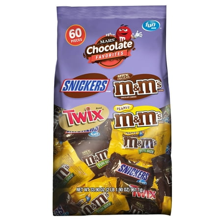 Mars Chocolate, Fun Size Halloween Candy Variety Mix, 33.9 Oz, 60 Ct