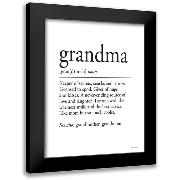 Lettered and Lined 12x14 Black Modern Framed Museum Art Print Titled - Grandma Definition