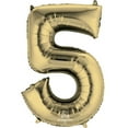 thumbnail image 2 of 34 inch Number 5 - Anagram - White Gold Foil Mylar Balloon - Party Supplies Decorations, 2 of 2