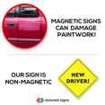 thumbnail image 5 of Assured Signs New Driver Sticker for Student Drivers, Non Magnet Sign for Car Window, | 5 X 5" | Yellow | 2 Pack, 5 of 8