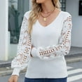 thumbnail image 3 of TIHLMK Sweatshirt for Women Women Fashion Comfortable Solid Color Long Sleeves V-Neck Top Blouse Gifts for Women, 3 of 5