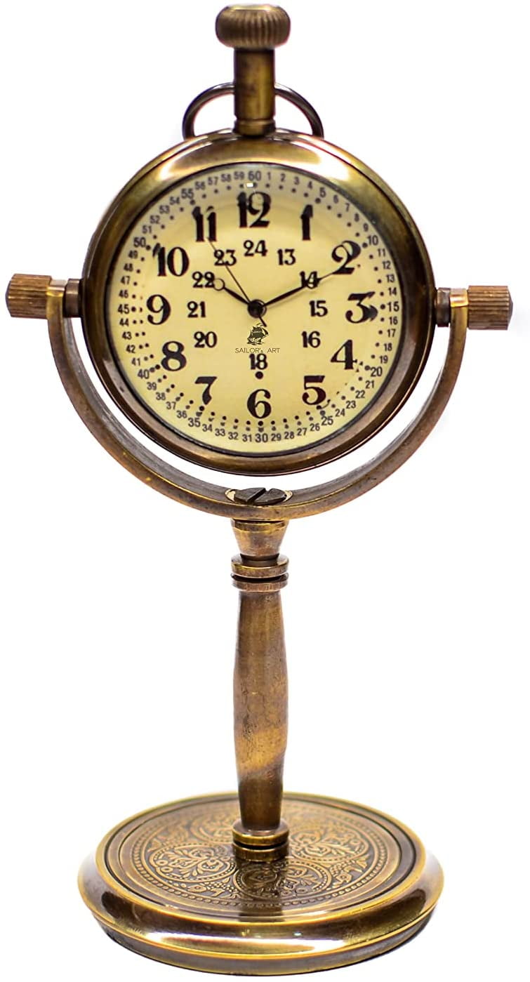Sailor's Art Beautiful Brass Antique Vintage Analog Table Clock with ...