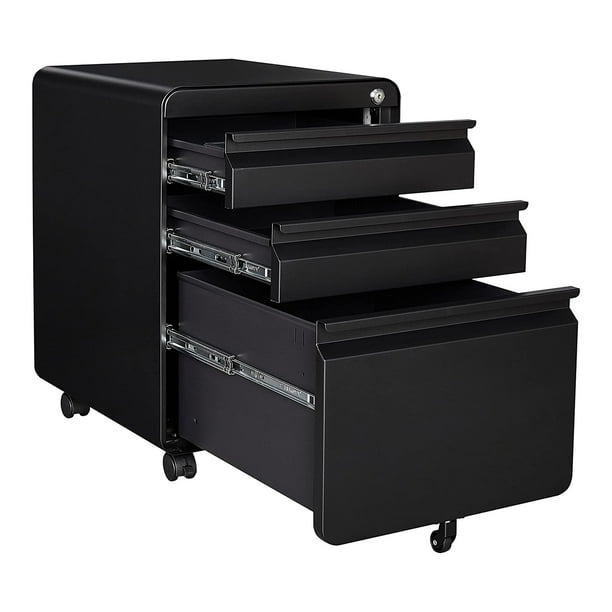 STANI 3 Drawer File with Lock, Mobile Metal Filing for