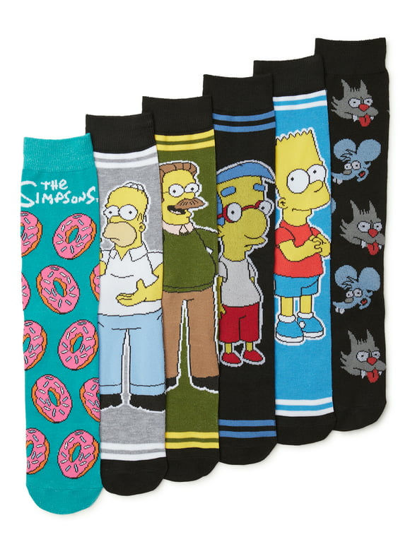 Simpsons Men's Crew Socks, 6-Pack