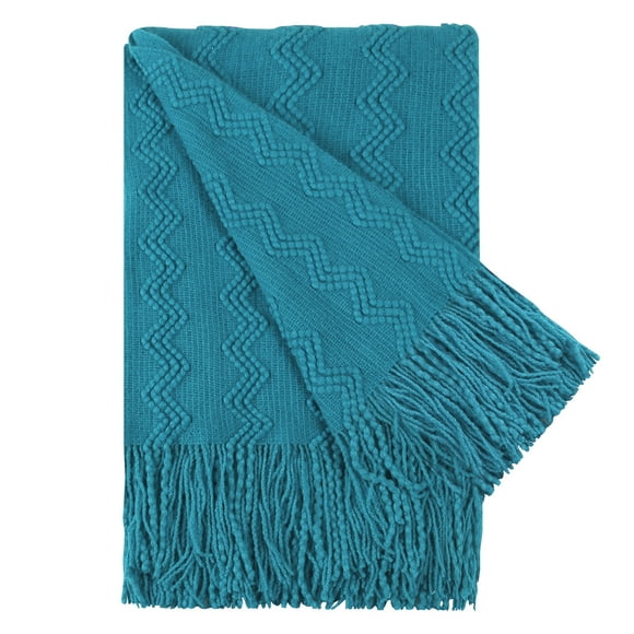 PiccoCasa Soft Tassel Throw Blanket,100% Arcylic Decorative Knitted Blanket 50x60 inch,
