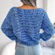 thumbnail image 2 of Top Informal Para Mujer, Poliéster De Moda Para Mujer, Otoño Invierno, Manga Larga, Lavable A Máquina Para Oficina ANGGREK Azul M, 2 of 7