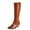 Brown, variant on Fesfesfes Riding Boots For Women Shoes Pointed Toe Mid-heel High-top Knight Imitation Synthetic US:6(37)