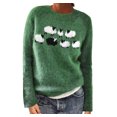thumbnail image 1 of Frostluinai Chandails d'Automne pour Femmes Manches Longues Chandails Tricotés Amusants Col Rond Vintage Imprimé Isle Clair Chandails Confortables Raglan Chandail Tops, 1 of 6