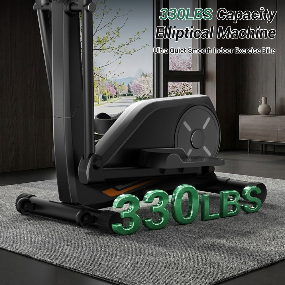 SONITU Magnetic Elliptical Machine for Home, 8 Resistance Levels, 12" Stride, LCD Display, 330 lb Capacity