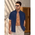 thumbnail image 6 of sogami Men's Cotton Linen Short Sleeve Button Down Shirt Casual Summer Shirt, 6 of 8