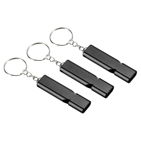 Uxcell Survival Whistle, Double Tubes Whistles Super Loud, Black, 3 Pack