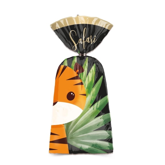 Safari Party Favor Bags (8 Pieces), Jungle Goodie bags for Kids Birthday Party Supplies and Animal Forest Candy Baby Shower themed, Tiger Decoration