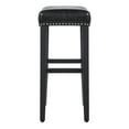 thumbnail image 2 of Costaelm Bulmon 29" Upholstered Bar Stool with Nail Head Trim, Black/Leather, 2 of 8